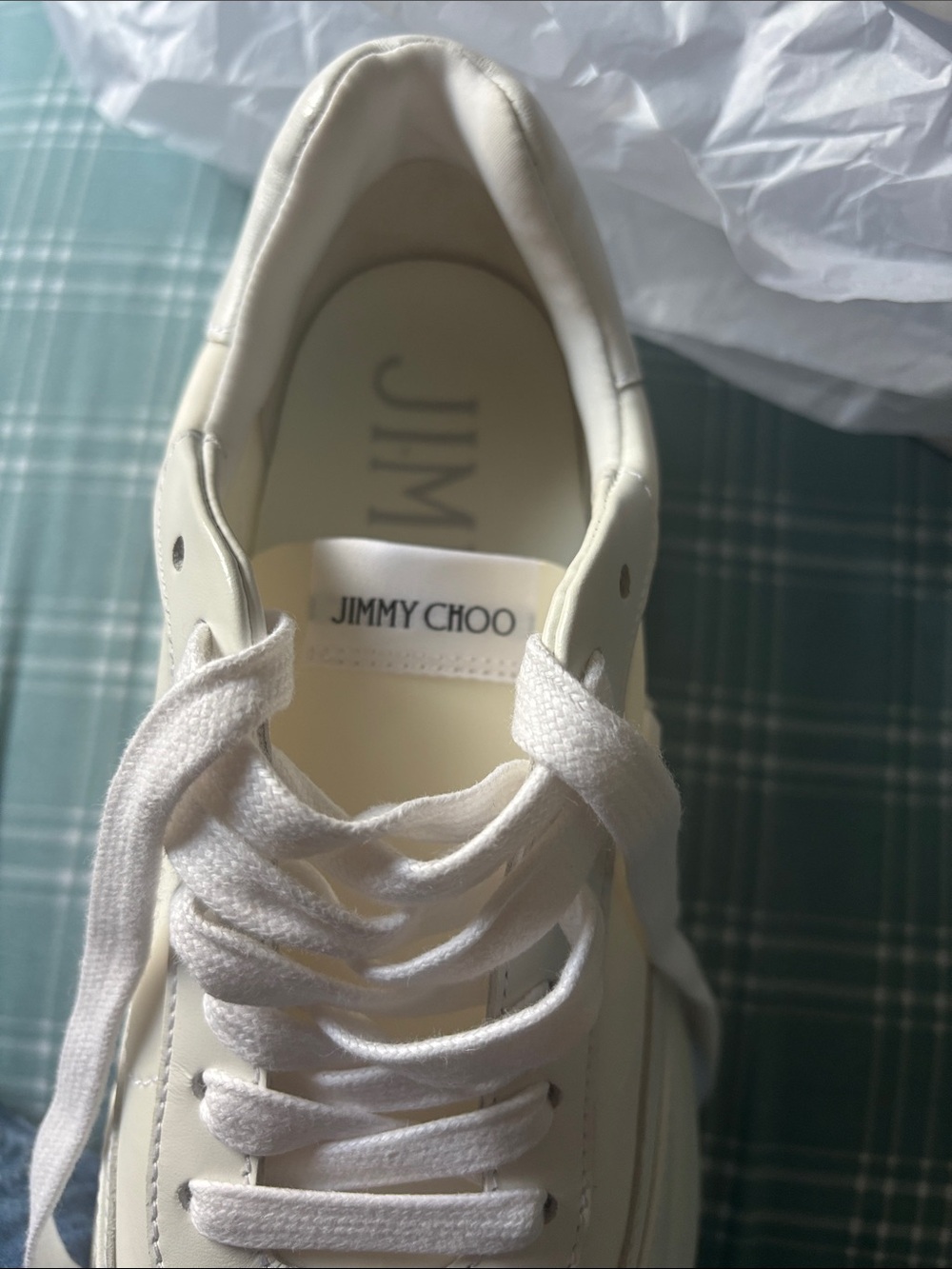Jimmy Choo Cream Leather Platform Sneaker with Air Bubble Sole - Picture 9 of 12